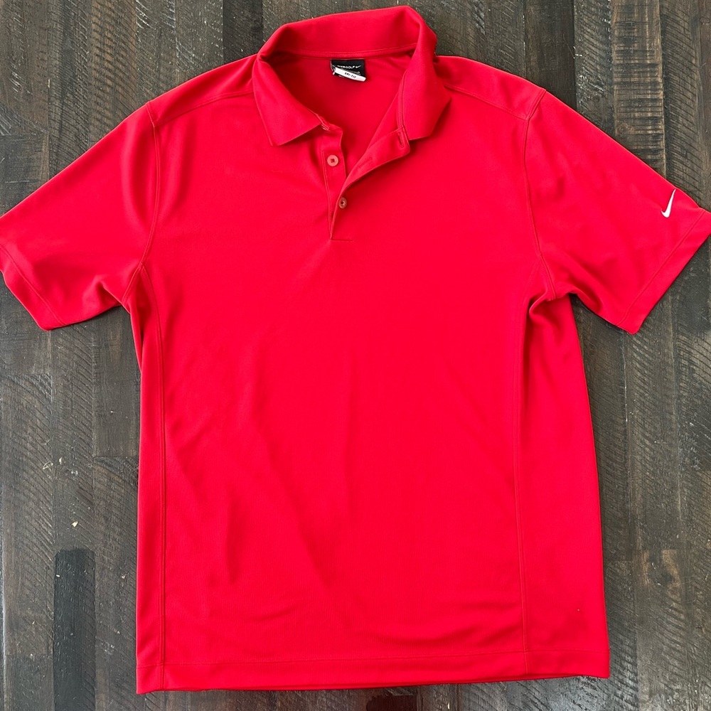 Nike Golf Dri-Fit Mens L Swoosh Logo Stretch Polo Shirt Short Sleeve Polyester